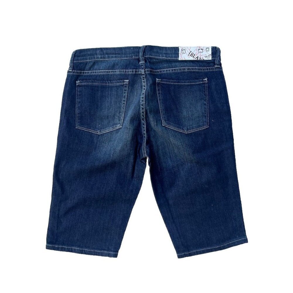 Blank NYC Women’s Blue Denim Bermuda Shorts Size 31 Cropped Mid Rise Stretch NWT - Picture 2 of 10